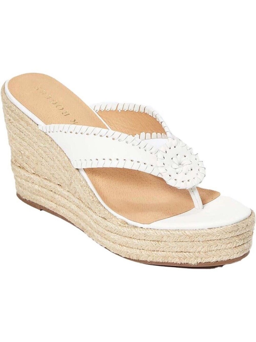 Jack Roger’s White Wedge Espadrille Thong Sandals- Size 6
